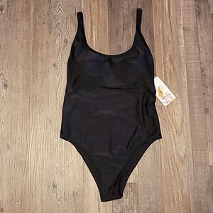 Black U Neck Tummy Control Backless One Piece Swimsuit Size S